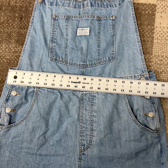 Levis Two Horse Brand Denim Shortalls Overalls Light Wash Cotton Womens XL - Picture 7 of 10
